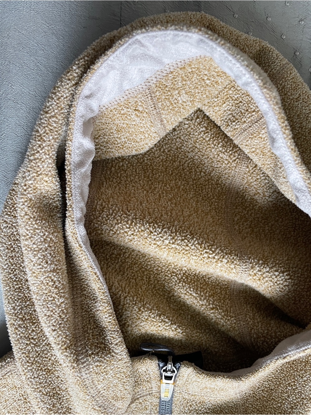 REI Hooded Sleeveless Zip-Up Fleece Vest in Tan size XL - Picture 6 of 10